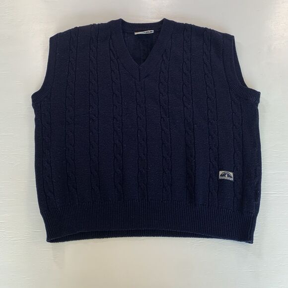 Navigare Navy Blue Cable Knit Sweater Vest - Size M - Picture 1 of 8